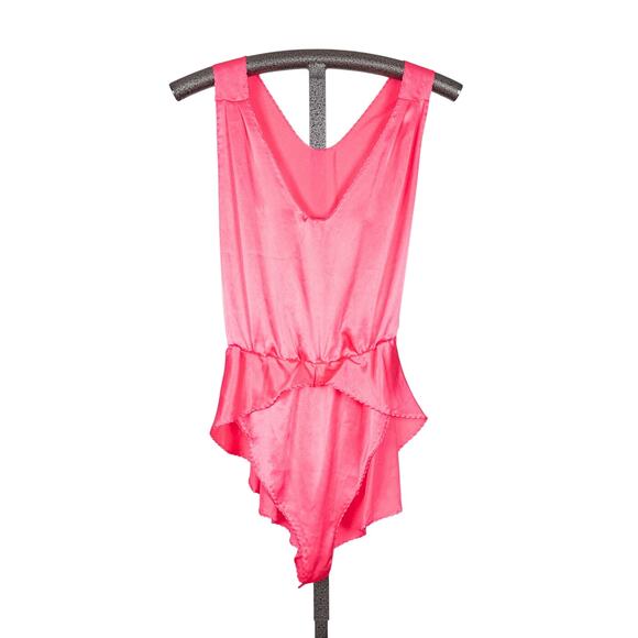 Maidenform Tops - Vintage Maidenform USA Hot Pink Satin One-Piece Bodysuit Size MEDIUM Union ILGWU